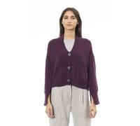 Alpha Studio Burgundy Merino Wool Women Cardigan - IT42|M