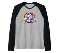 Alpha Unicorn Male Rainbow Funny Animal Graphic Art Novelty Maglia con Maniche Raglan