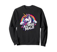 Alpha Unicorn Male Rainbow Funny Prank Graphic Art Novelty Felpa