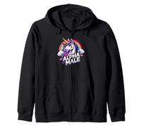 Alpha Unicorn Male Rainbow Funny Prank Graphic Art Novelty Felpa con Cappuccio