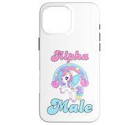 Alpha Unicorn Maschio Arcobaleno Cool Sarcastico Ironico Umorismo Strano Custodia per iPhone 16 Pro Max