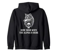Alpha Wolf Hide Your Wife The Alpha is Here Werewolf Daddy Felpa con Cappuccio