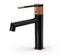 Alphabath Rubinetto per lavabo, nero, con alloggiamento in ottone, cartuccia in ceramica, miscelatore monocomando per WC con tubo interno in EPDM non tossico