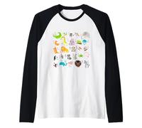 Alphabet Animal ABC Learning A-Z Lista per Ragazzi e Ragazze Maglia con Maniche Raglan