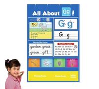 Alphabet Learning Pocket Chart, Letter Recognition Tool Classroom Wall Chart, Early Literacy Interactive Aid 60 x 40 cm per scuola materna
