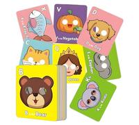Alphabet Letter Cards, Animal Learning Set, Bright Printed Design, Rounded Corners and Bold Fonts, Educational Game for Kids, Ages 3 to 6, Preschool, Kindergarten, 26 Pieces Pack