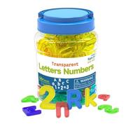 Alphabet Number Set - ABS Transparent Rainbow Pieces 66pc | Educational Mat | Transparent Letter Toys - ABS Colorful Capital Pieces 66pc | Early Learning Activity | Counting Matching Game For Preschool