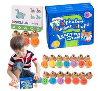 Alphabet Number Stamp, Educational Flashcard Stamping Kit, Portable Learning, Multicolore, Toy for Kids, Boys, Girls to Practice Math, Spelling and Creativity