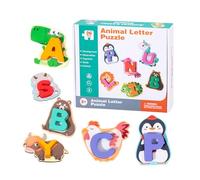 Alphabet Puzzle, 26 Pieces Animal Matching Puzzle Set, Preschool Learning Toy for Homeschool, Early Childhood, Kindergarten, and Travel Education Fun, 9.06 x 7.87 x 1.77 inches