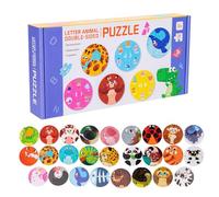 Alphabet Puzzle, Alphabet Number Jigsaw Puzzles, Educational Double Sided Counting Spelling Matching Game for Kids, Preschool Classroom Homeschool Learning Activity Toy 26.7x13x4cm