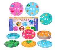 Alphabet Puzzle, Double-Sided Toddler Jigsaw with Numbers and Letters, Educational Spelling Matching Counting Toy for Kids Classroom Homeschool Learning Activity, 26.7x13x4cm