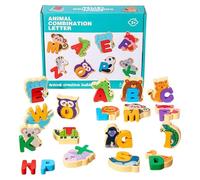 Alphabet Puzzle For Kids - Letter Puzzle, Wood Animal Brain Teasers Toy - Fine Motor Skills Learning Alphabet uzzle For Kids 3+ Years Kindergarten Preschool Classroom Homeschool Road Trip Travel