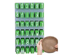 Alphabet Stamps, Tiny Clay Letter Stamp, Uppercase and Lowercase Alphabet Press, Portable Craft Supplies for Home, Travel, Homemade Pottery Art Journaling, Color Green