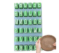 Alphabet, Tiny Clay Letter Stamp, Uppercase and Lowercase Alphabet Press, Portable Craft Supplies for Home, Travel, Homemade Pottery Art Journaling, Color Green