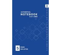 Alphabetical Notebook 6x9: Square Digital Pattern in Deep Blue, 5 Pages per Letter with Printed A-Z Tabs