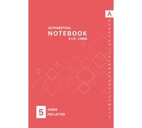 Alphabetical Notebook 6x9: Square Digital Pattern in Vivid Red, 5 Pages per Letter with Printed A-Z Tabs