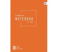 Alphabetical Notebook A4: 6 Pages per Letter | Lined-Journal Organizer Large with A-Z Tabs Printed | Smart Design Orange