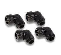 Alphacool Eiszapfen Raccordo a compressione HardTube 13 mm Girevole di 90° G1/4 per tubi acrilici/ottone - Set da 4 pezzi nero scuro