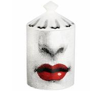 AlphaDesignLuxe Portacandele decorativo fatto a mano per aromaterapia, vaso di candela dal design italiano, decorazione alla moda, vaso da tavolo, arte moderna, viso femminile, occhi, labbra,