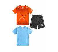 ALPHADVENTURE Set Sportivo per Bambini in 3 Pezzi, 2 Magliette a Maniche Corte e 1 Pantaloncini, 6-14 Anni, 12 Anni