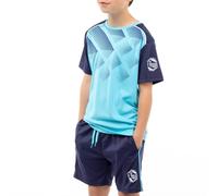 ALPHADVENTURE Set sportivo per bambini, tuta, maglietta a maniche corte e pantaloncini, da 6 a 14 anni, TURQUOISE / NAVY, 10 anni