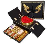 AlphaHeim®, regalo per la festa della mamma, set regalo con orsacchiotto, rosa artificiale e cuore, confezione regalo per la festa della mamma, festa del papà, anniversario, San Valentino, compleanno