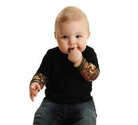 Alphahope - Body per Neonato, Motivo: Tatuaggio Stampato a Maniche Lunghe, Patchwork, Casual, Grazioso, Pigiama per Bambini da 3 a 24 Mesi Nero 18-24 Mois