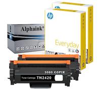 alphaink 2 Toner Compatibili con Brother TN2420 TN-2420 3000 Copie con 2 RISME Carta A4 per MFC L2710DW L2710DN L2730DW L2750DW HL-L23210D L2350DW L2370DN L2375DW DCP-L2510D L2530DW L2550DN