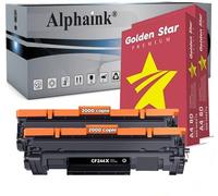 alphaink 2 Toner Neri CF244X XL + 2 Risme A4 da 500 fogli da 80g per HP LaserJet Pro M15, M15a, M15w, M16, M16a, M16w, M17, M17a, M17w, MFP M28, M28a, M28w, M29, M29a, M29w, Nero, C4