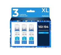 alphaink 3 Inchiostri Compatibili con Epson T102 per EcoTank ET-2750 ET-2751 ET-2756 ET-2850 ET-2856 ET-3700 ET-3750 ET-4750 ET-4850 ET-4856 ET-15000 (ciano 3-Pack T1022)