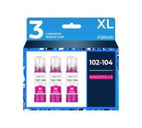 alphaink 3 Inchiostri Compatibili con Epson T102 per EcoTank ET-2750 ET-2751 ET-2756 ET-2850 ET-2856 ET-3700 ET-3750 ET-4750 ET-4850 ET-4856 ET-15000 (magenta 3-Pack T1023)