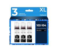alphaink 3 Inchiostri Neri Compatibili con Epson T104 per EcoTank ET-2710 ET-2712 ET-2711 ET-2714 ET-2715 ET-4700 ET-2720 ET-2721 ET-2726 (3-Pack T1041)