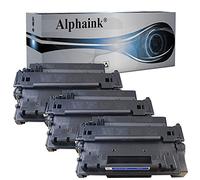 alphaink 3 Toner compatibile con HP 55X CE255X, per stampanti HP LaserJet P3015DN, P3015N, P3015D, P3015X, P3015, P3011, P3010 - Enterprise Flow MFP M525C - LaserJet PRO M521DX, M521DW.