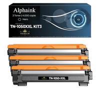 alphaink 3 Toner TN-1050-XXL compatibile per Brother DCP1612W, MFC 1910W, HL1212W, DCP1512, HL1210W, HL1110, HL1112, HL1211W, DCP1610W, DCP1510, DCP1601, DCP1616NW • CHIP • 4.000 pagine • Nero