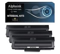 alphaink 3 Toner W1106A-XXL 106A compatibile per HP Laser MFP 137fnw, 107a, 135w per 107w, 107r, MFP 135a, 135r, 135wg, 137fwg, 138fwg, 138fnw, 138p, 138pn, 138pnw, 130 • CHIP • 5.000 pagine • Nero