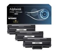alphaink 3Toner Compatibile (CON CHIP) per HP 106A 106X W1106A W1106X per Laser 107a 107r 107w per MFP 135a 135r 135w 135wg 137fnw 137fwg Versione MAGGIORATA 2.000 Copie (3 Nero, Con Chip)