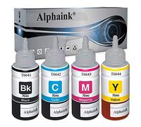 alphaink 4 Flaconi d'Inchiostro Compatibili con Epson T6641 T6642 T6643 T6644 per stampanti Epson EcoTank ET-2550 ET-2500 ET-2600 ET-2650 ET-3600 L350 L1300