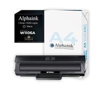 alphaink W1106A Toner Compatibile con HP 106A W1106A + 1 Risma A4 500 fogli 75GR per Laser 107a 107r 107w per MFP 135a 135r 135w 135wg 137fnw 137fwg Versione da 1.000 Copie