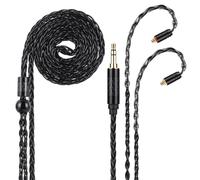 Alphatec Cavo IEM da 3,5 mm a MCX, placcato in argento, 8 fili, cavo per cuffie HiFi ultra morbido, 1,3 m, colore: nero