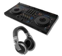 AlphaTheta DDJ-GRV6 - Controller DJ a 4 canali con circuito scanalato e cuffie professionali Pioneer HDJ-X5 per DJ (argento)