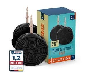 Alphatrail Camera d'aria Bicicletta da Corsa Rick 28 Pollici SV Presta Valvola 2x Set 700 x 18-28c con Garanzia di Mobilità I Copertoni Compatibili Michelin, Continental, Schwalbe, Vittoria & Mavic