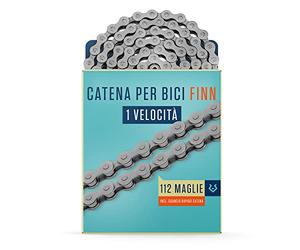 Alphatrail Catena per Bicicletta Finn 1 Velocità Cambio interno al mozzo & Single Speed 112 Maglie I Compatibile con Shimano, SRAM, KMC, Connex I Incl. Sgancio Rapido Catena