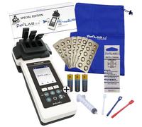 AlphFa PoolLAB 2.0 Special Edition include 140 compresse di prova, tester d'acqua per piscine (fotometro), Bluetooth WLAN, misuratore di cloro e pH fenolo rosso alcalinità M acido cianurico
