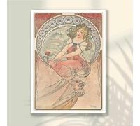 Alphonse Maria Mucha Poster Art Nouveau Vintage Vecchio dipinto su tela francese vittoriano Galleria Arte murale Decorazione per la casa 13,8"x19,6" (35x50 cm) Senza cornice