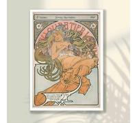 Alphonse Maria Mucha Poster Art Nouveau Vintage Vecchio dipinto su tela francese vittoriano Galleria Arte murale Decorazione per la casa 13,8"x19,6" (35x50 cm) Senza cornice