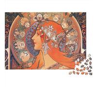 Alphonse Maria Mucha Puzzles 1000 Piece-Material Jigsaw Puzzles for Teens Challenging Decompression Floor Puzzle DIY，Fun Games, Educational Toys
