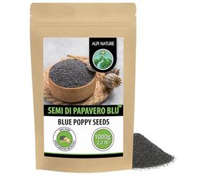 Alpi Nature Semi di Papavero 1kg, Semi di Papavero Blu Interi per Cucinare e Dolci