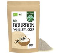 Alpi Nature Zucchero Vanigliato Bourbon BIO 200g, Premium Zucchero di Canna in Polvere e Grezzo con Baccelli di Vaniglia del Madagascar Tritati