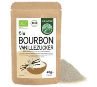 Alpi Nature Zucchero Vanigliato Bourbon BIO 40g, Premium Zucchero di Canna in Polvere e Grezzo con Baccelli di Vaniglia del Madagascar Tritati