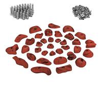ALPIDEX 35 Prese l'Arrampicata | Incluse Viti, Dadi Autobloccanti | Dimensioni L, M, S | Set Partenza | Superficie Arrampicata 3-5 m² | Set Blocchi Arrampicata - Colore:rosso-screziato